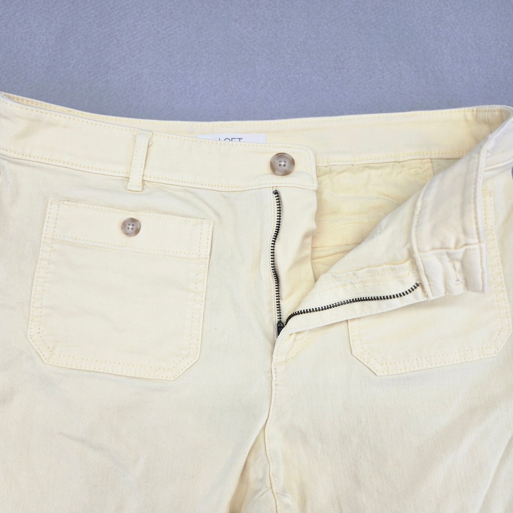 Loft Palmer Wide Leg Crop Pants Yellow Pastel Denim Utility‎ Capris Size 12P EUC - Picture 7 of 11